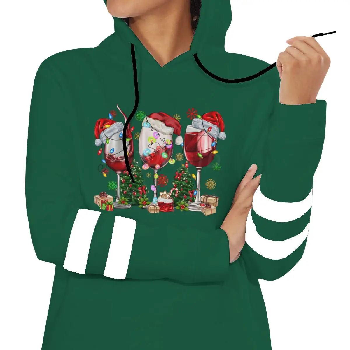 نظارات مشروبات عيد الميلاد، هوديس عصري، بلوفرات للسيدات لعيد الميلاد، بلوزات بأكمام طويلة، هوديس جرافيك للسيدات