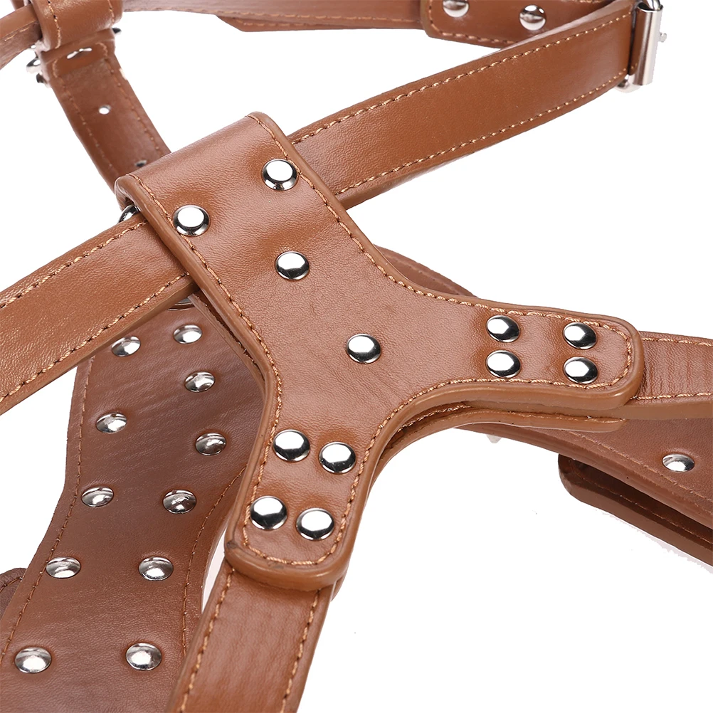 

Pet Round Tack Spike Harness Adjustable Chest Soft PU Sturdy Metal High Strength Studs Safety Assurance Outdoor Dog Supplies