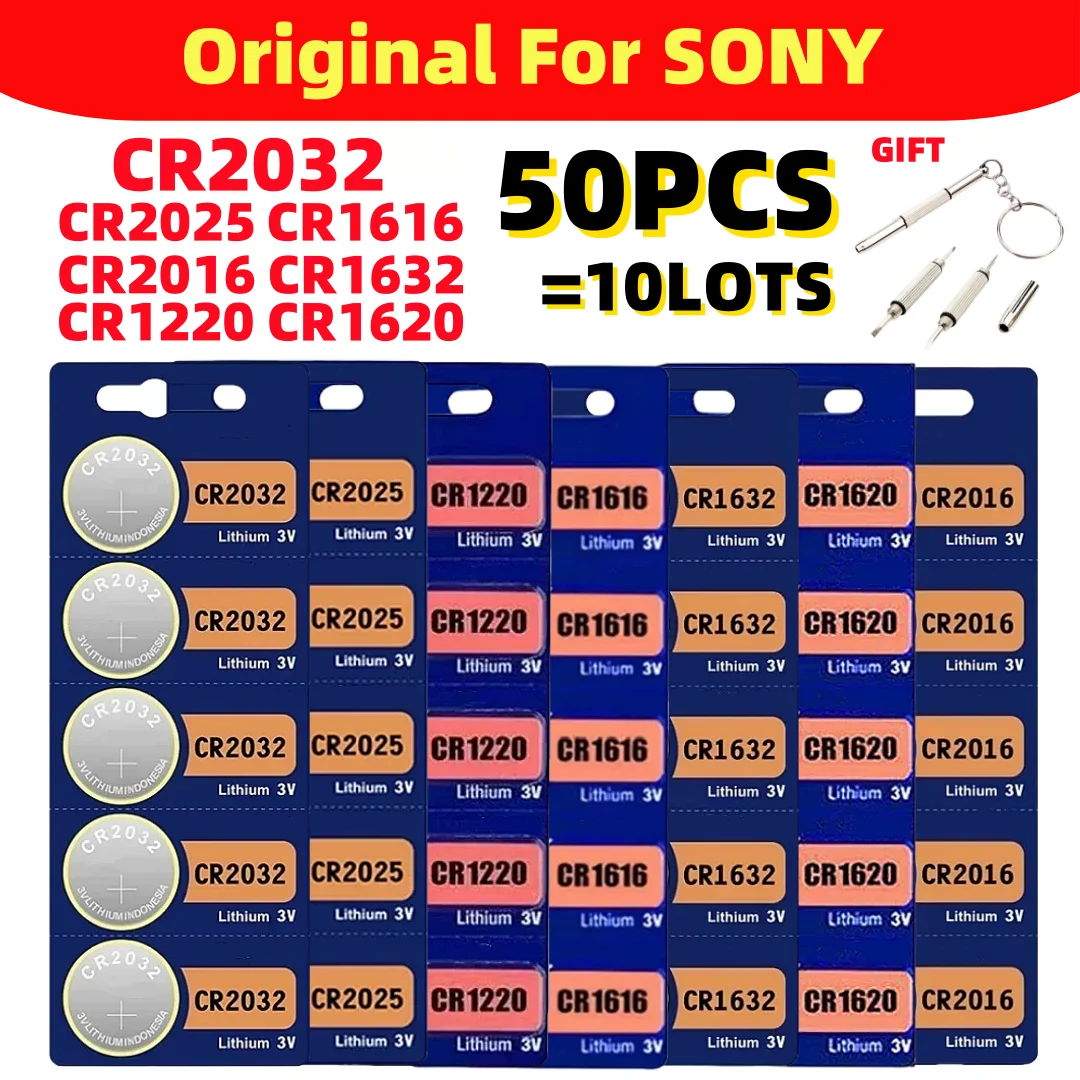 50PCS Original For Sony CR2032 CR2025 CR2016 CR1632 etc Remote Control Lithium Battery Watch Calculator Car KeyButton Coin Cells