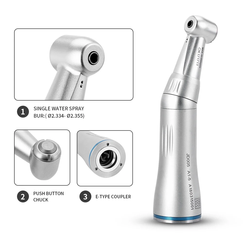 Dental Low Speed Handpiece 1:1 Push Button Contra Angle 4 Hole E-type Dental Air Motor with Internal Water Cooling System