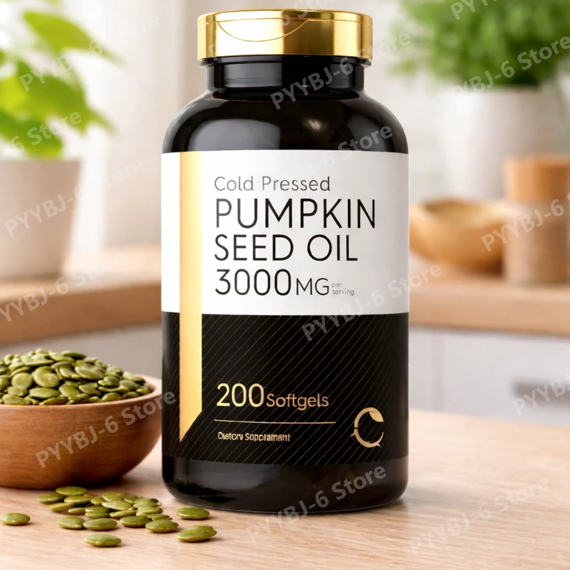 Pumpkin Seed Oil Capsules 3000mg 200 Softgels Essential Fatty Acids Cold Pressed Dietary Supplement Non-GMO Gluten Free Formula