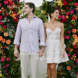 OLOEY Mini Sexy Short Wedding Dresses Sweetheart Bowknot Garden Customized Summer Bride Dress Receiption Gowns Robe de mariage
