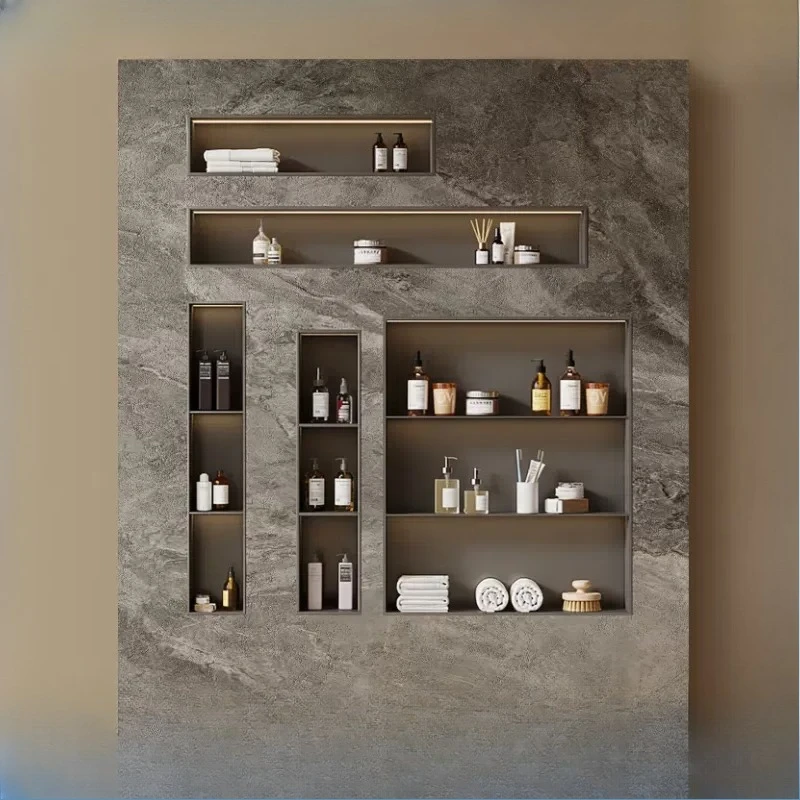 

Stainless steel finished TV niche embedded bathroom rack storage cabinet customization