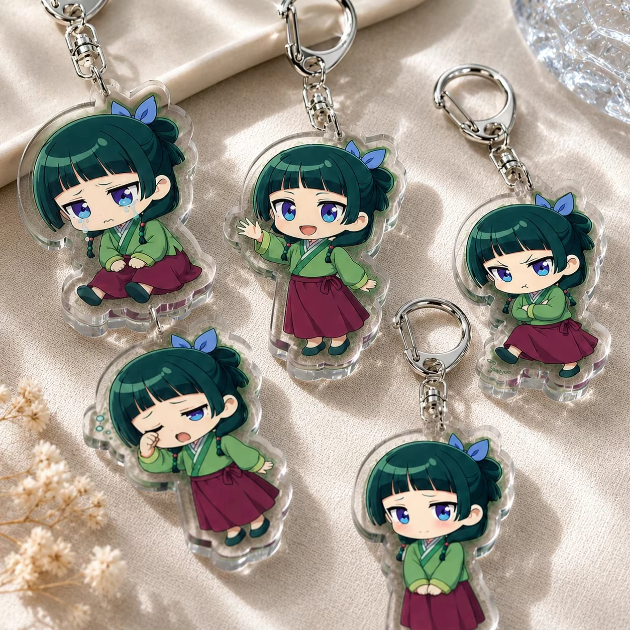 Popular Anime Cute Cartoon Chibi Girl Keychain for Accessories Bag Car Charm Maomao Anime Keyrings Jewelry Friendds Gifts