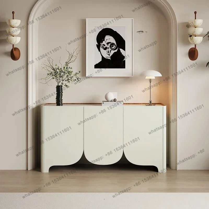 

High-end Entrance Cabinet Light Luxury Modern Rock Slab Dining Side Cabinet French Minimalist Living Room Decorative Cabinet