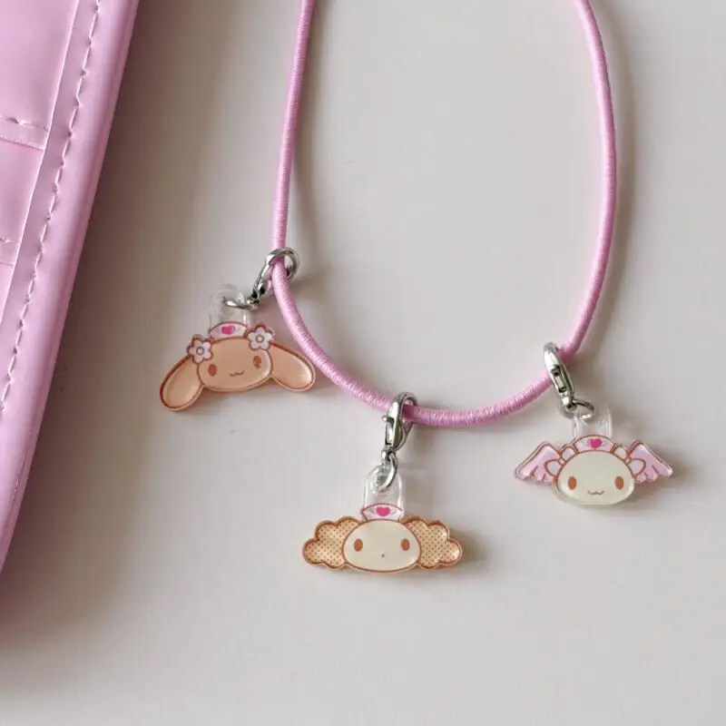 Kawaii Cinnamoroll Series Keychain Cute Lobster Clasp Charm Ornament Diy Elastic Band for Notebook Zipper Accessories Decoration