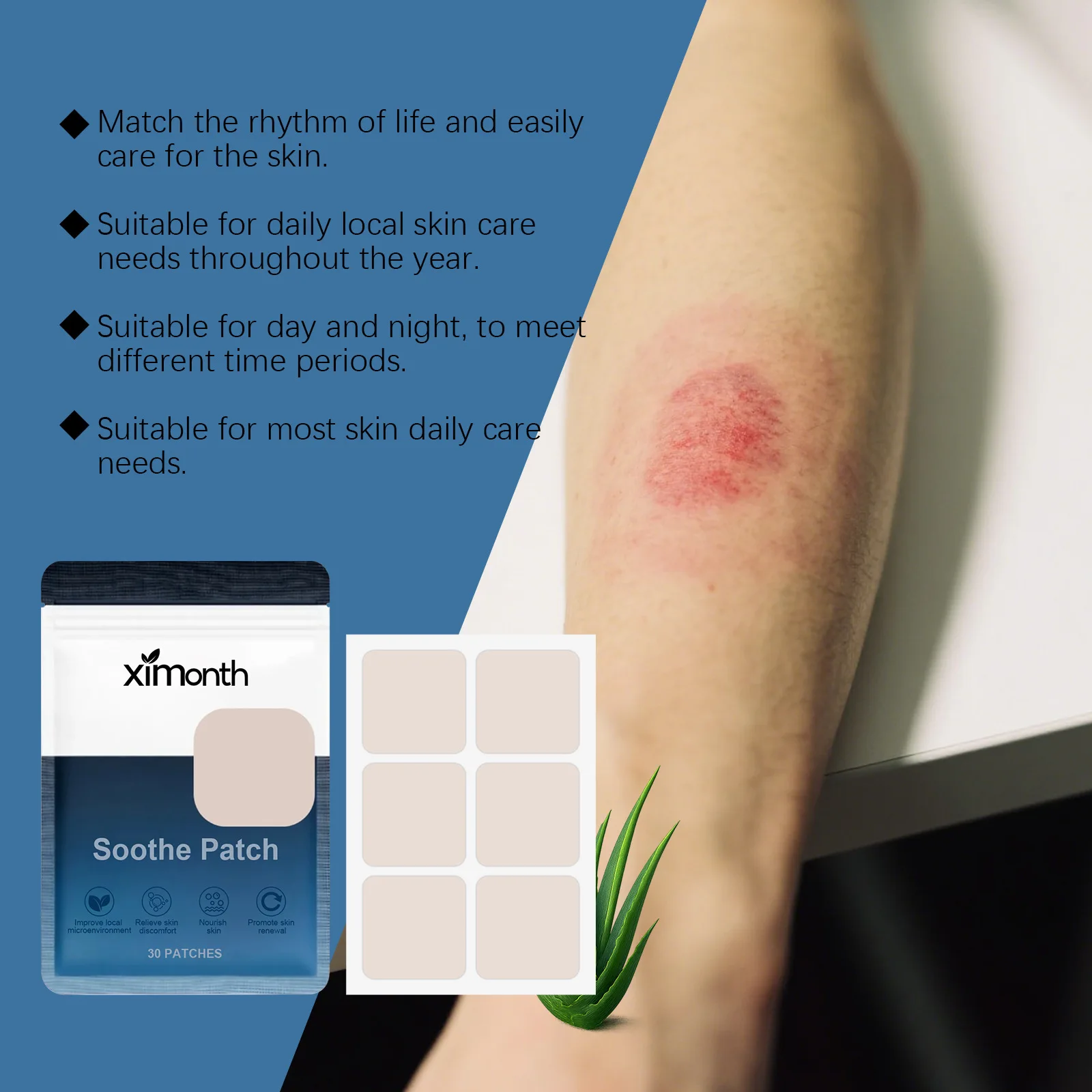 Calming Skin Care Patch Soothe Irritated Skin Reduce Redness After Sun Repair Gentle Hydrating Facial Soothing Patches