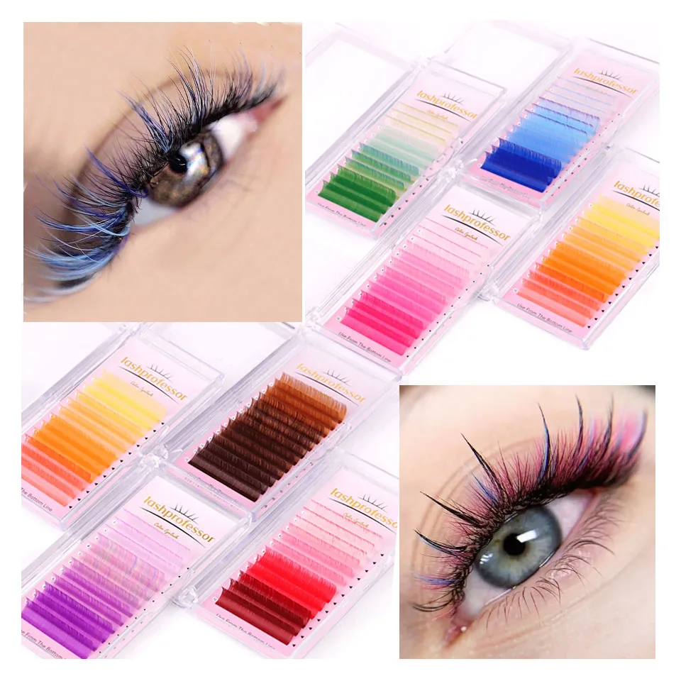 

Mix Color Lash Pink Purple Blue Brown Synthetic Mink Rainbow Eyelash Individual Natural False Colorful Eyelash Extension Makeup