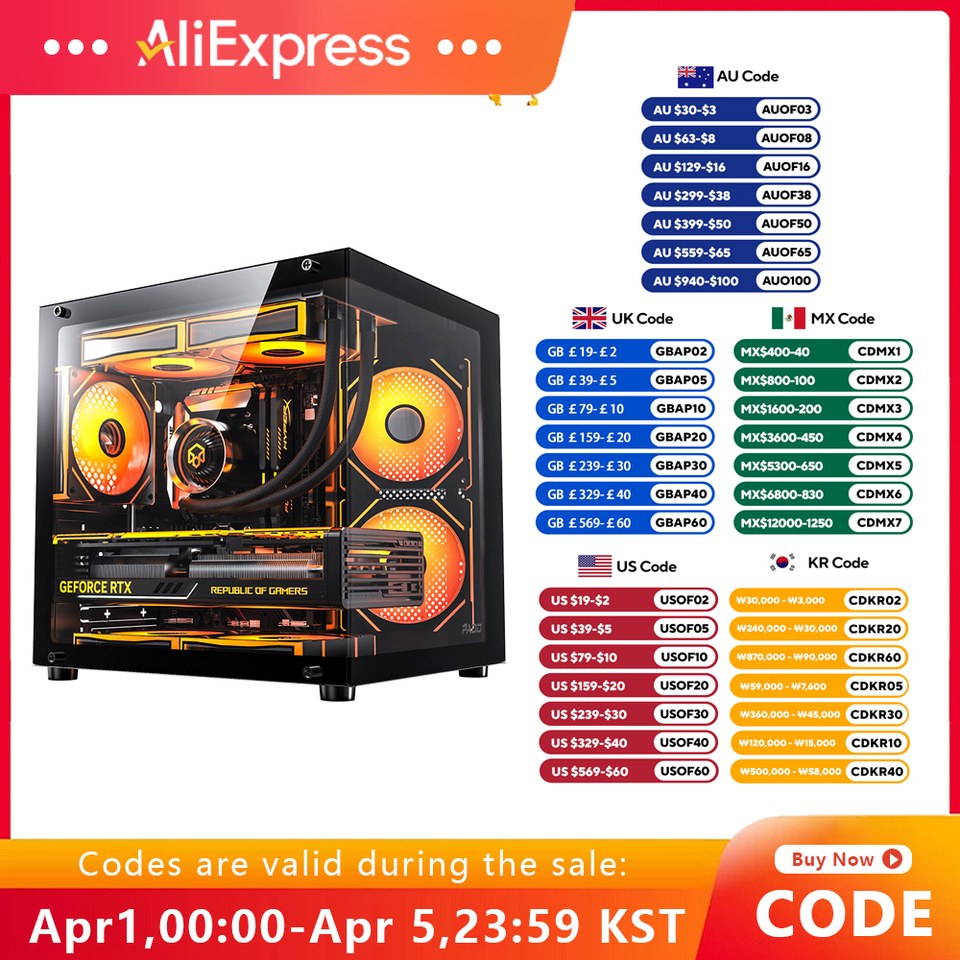 PADO YL M-ATX Gaming PC Case Desktop 270° Sea View Room Computer Case Without A-pillar Double-Sided Transparent PC Gamer Cabinet