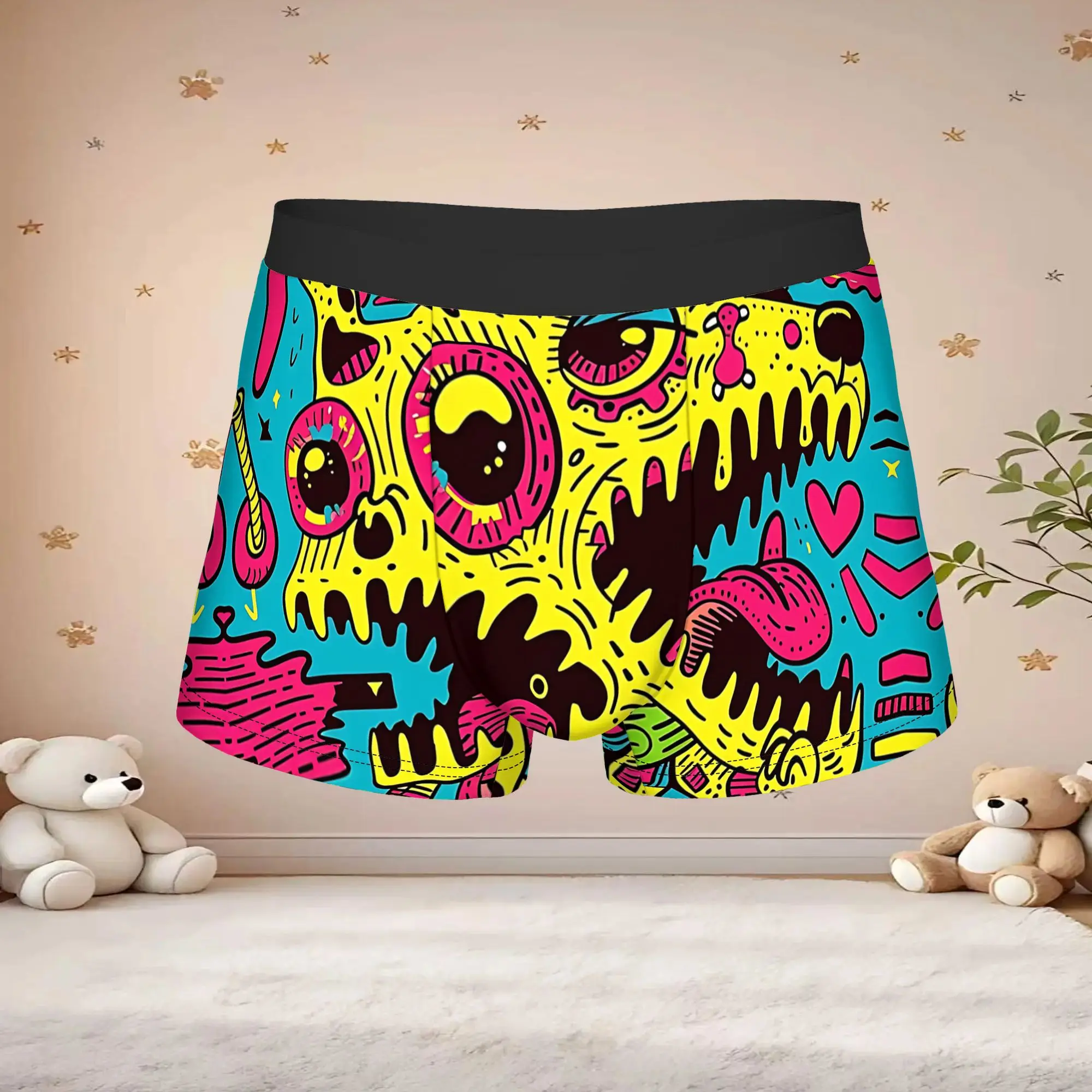 1pc Popular Skateboard Abstract Print boxers  adults  Homme Panties Men's Underwear Print Shorts Boxer Briefs