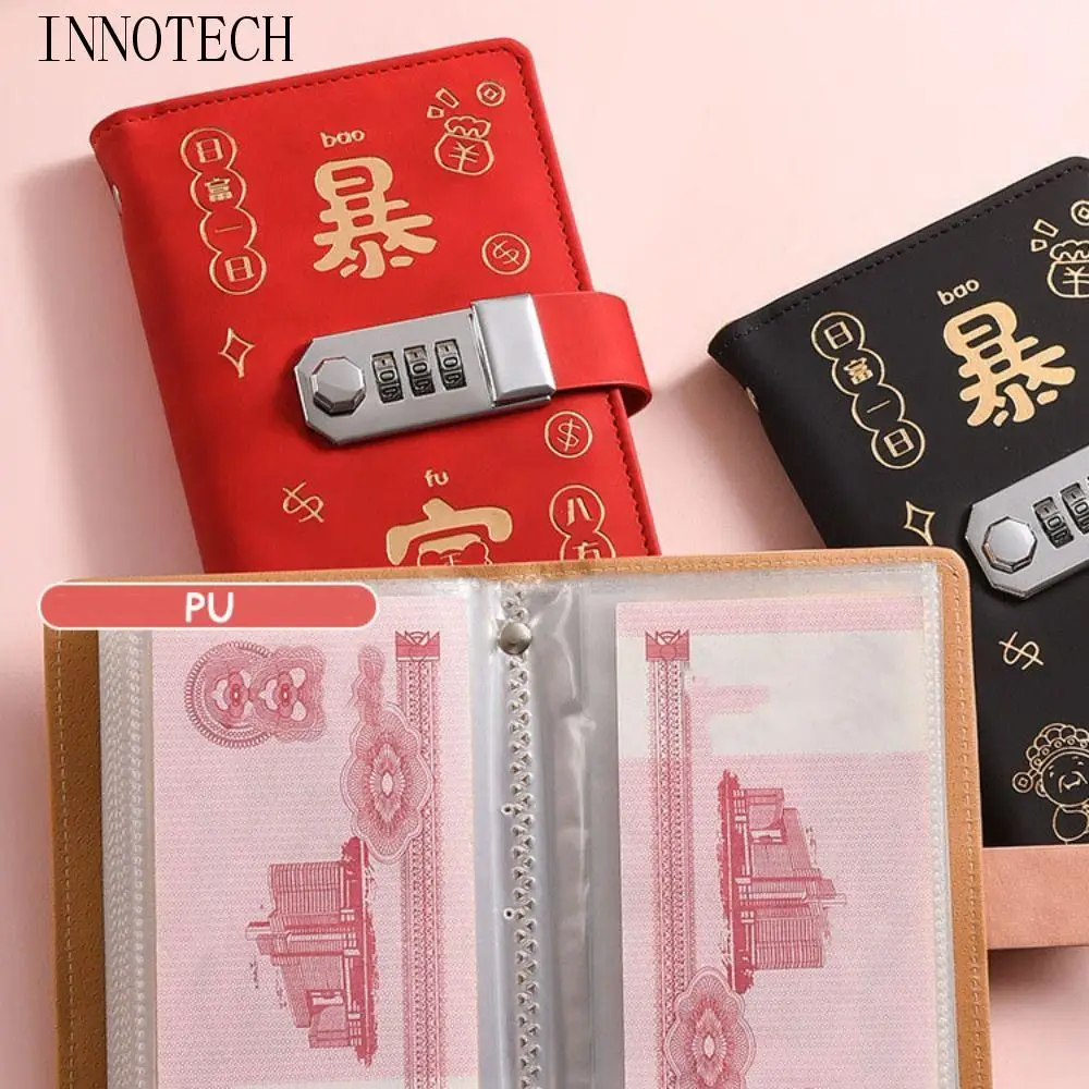 

50Sheets Saving Money Binder PU Leather Refillable Planner Organizer Savings Handbook Portable Account Book