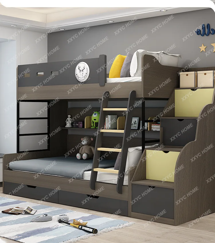 SS Solid wood high and low bunk bed children's double-layer mother and child bed
