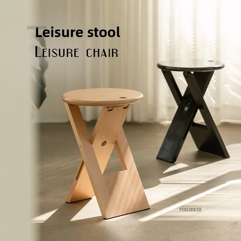 Nordic Solid Wood Living Room Stools for Home Furniture Fold Design Coffee Tables for Home Space-saving Retro Sofa Side Tables