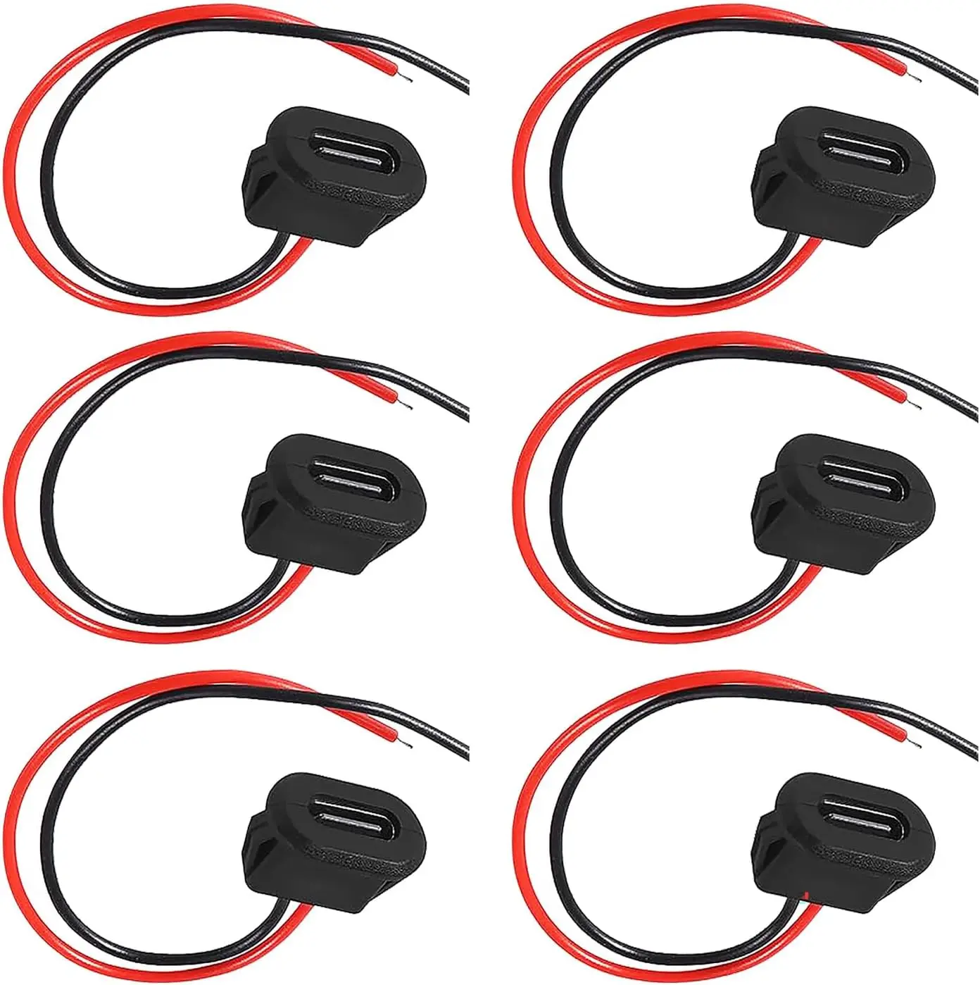 6PCS Chassis 2 Pin Type C Socket Connector Waterproof Jack with Clip 3A USB C Interface Charger for Home Appliances