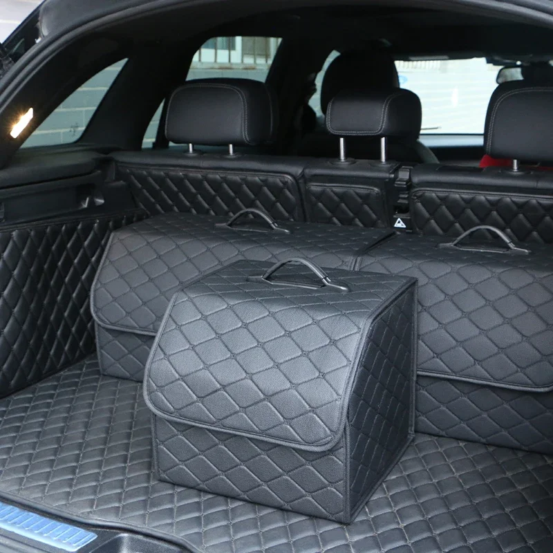 

Ящик для аварийного хранения, ящик для хранения автомобиля, большая вместительная сумка-органайзер для багажника автомобиля, автоинструменты, укладка, уборка, кожа, складная