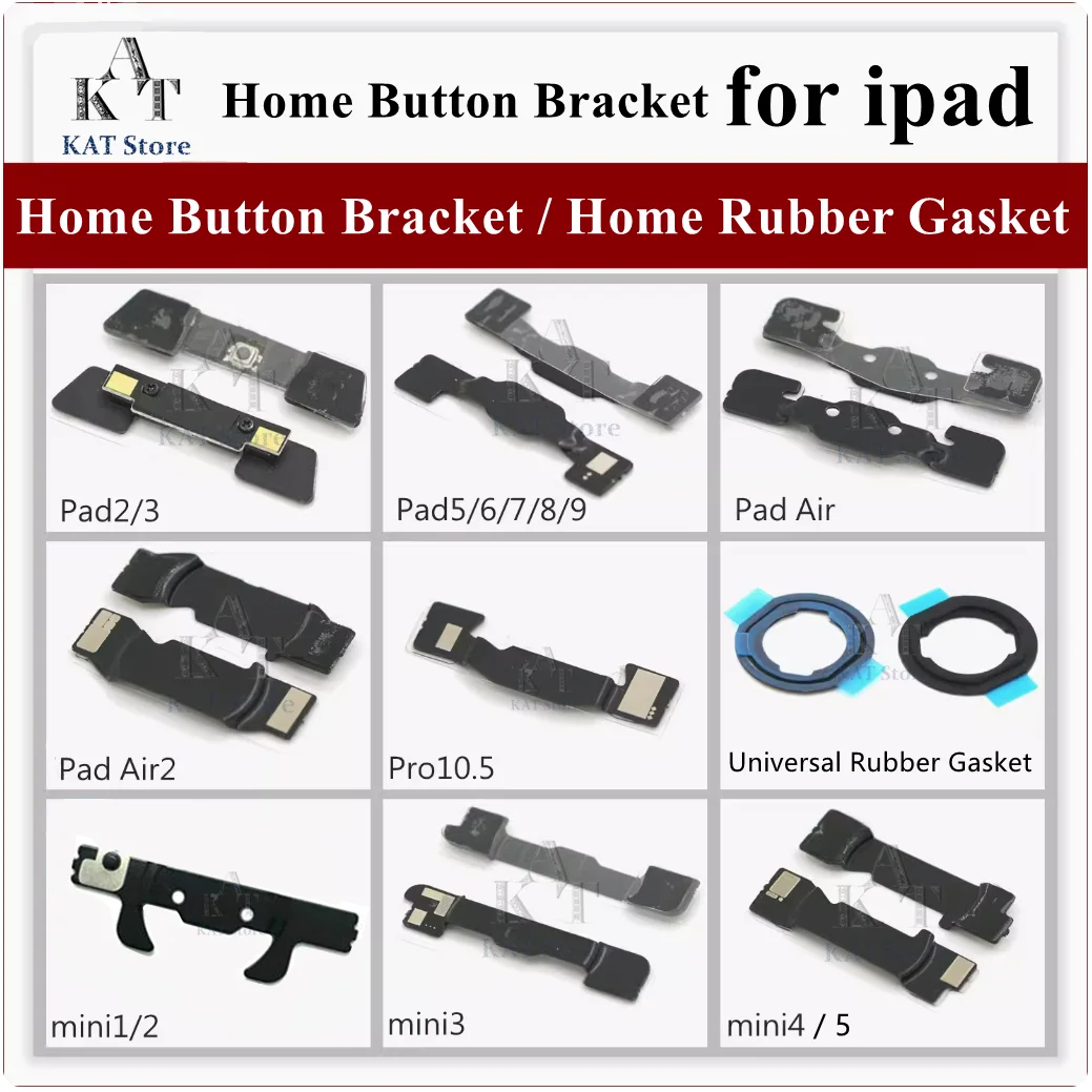 2Pcs Home Button Rubber Gasket Fixed Bracket Holder Sticker for Ipad 5 6 7 8 9 Air 1 2 Mini 1 2 3 4 5 Pro 9.7 10.5 12.9 Inch