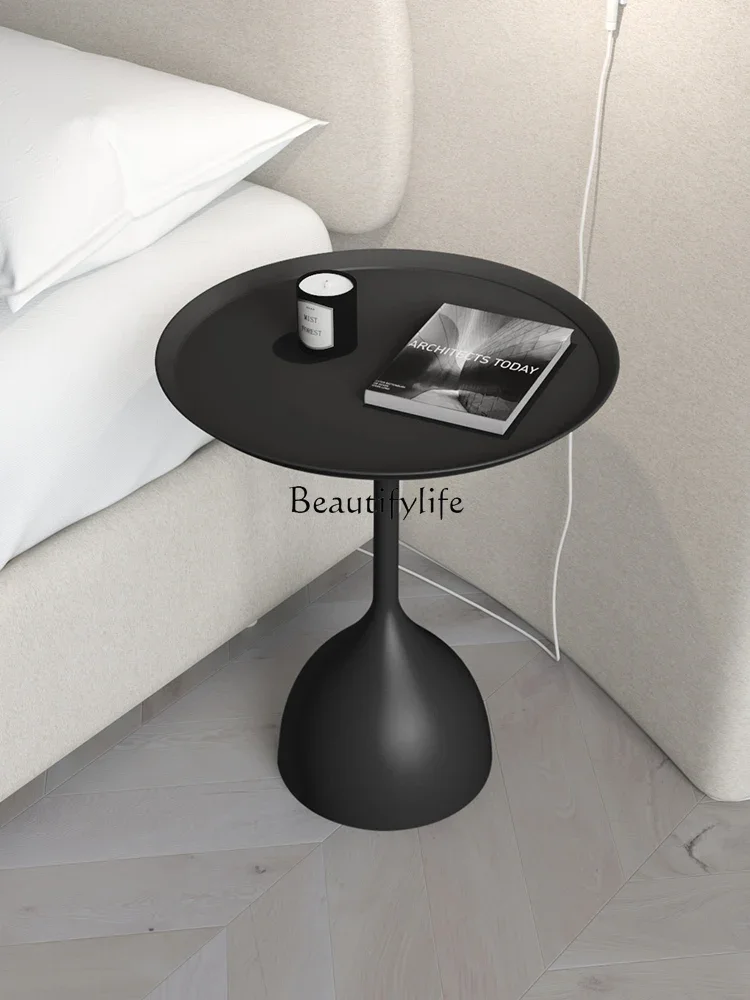 Nordic style modern simple bedside table round wrought iron bedside storage table