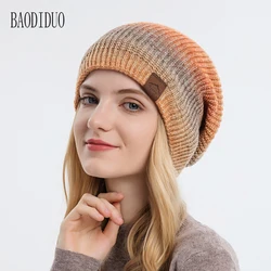Xinbaoguan 60% acrylic 9858 autumn and winter new knitted hat trend gradient tie dye warm hat rainbow fashionable woolen hat