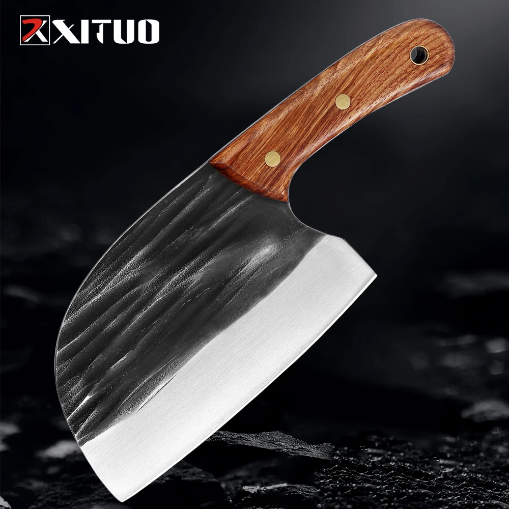 Full Tang Kitchen Boning Knife Handmade Forged Butcher Knife Serbian Chef Knife Multi Cleaver For Meat, fish and vegetables