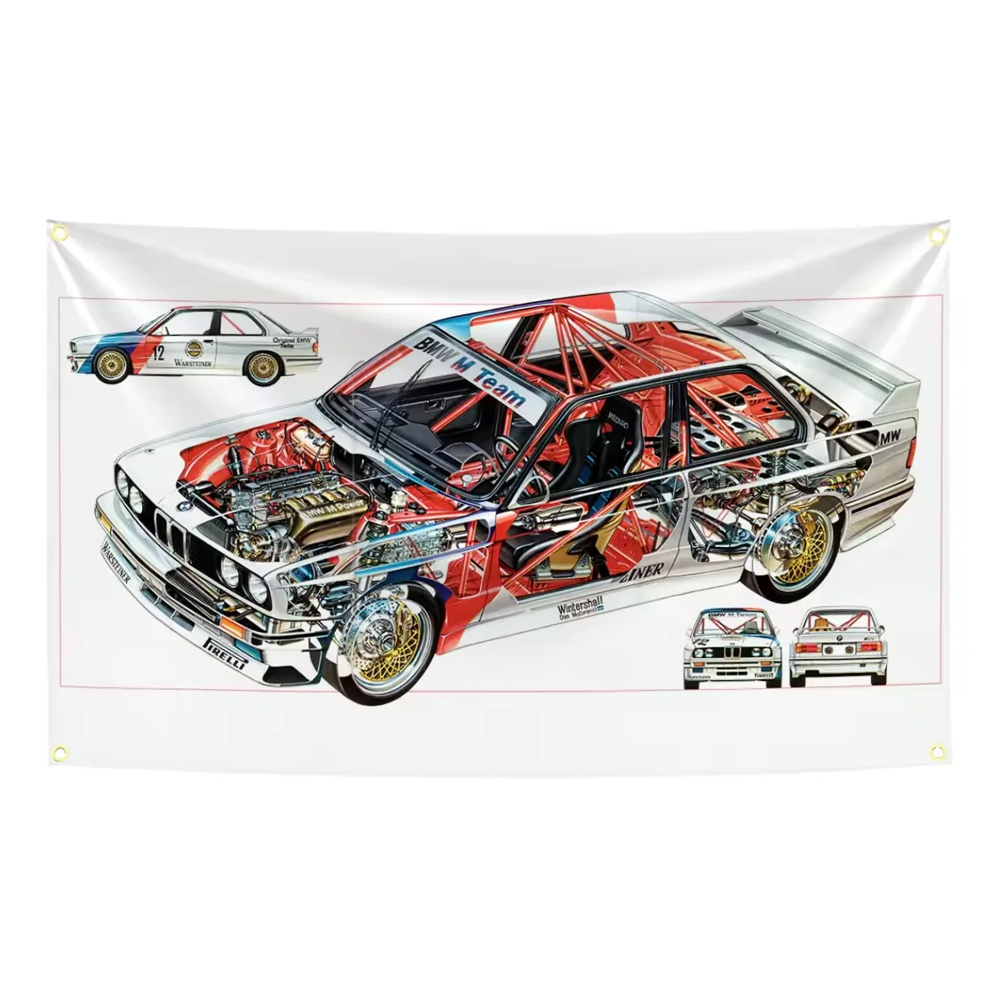 90x150cm Classic Racing Car Sectional View Aoto Flag Tapestry Polyester Digital Banner for Garage Wall Art Out Door Decoration