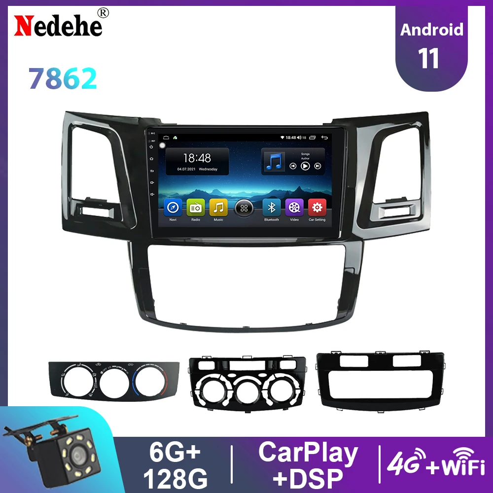 Car Radio Android 11 For Toyota Fortuner HILUX 2007-2015 Multimedia Video Player Auto Audio Stereo GPS Carplay OLED Screen DVD