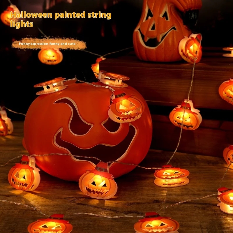 Halloween LED Lights Indoor Colourful Light Pumpkin Ghost Decoration String Lamp For Part Bedroom Living Room Window Kitchen Bar