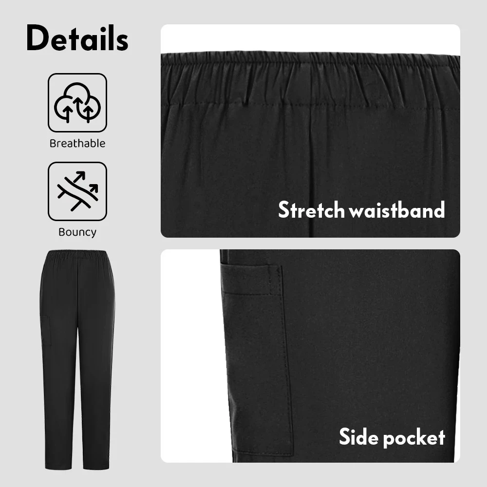 Pantalon de gommage de couleur unie, pantalon chirurgical de laboratoire, uniforme de médecin et d'infirmière unisexe, pantalon de travail, accessoires d'infirmière, pantalon de médecin