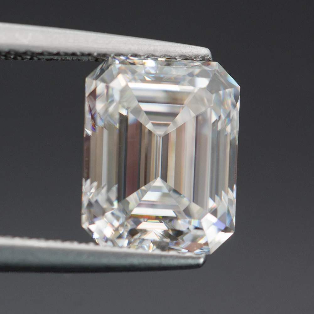 White D Color Emerald Cut Moissanite Stone 0.5-10.0ct GRA Certified Moissanita Diamond Positive Pass Tester with Certificate