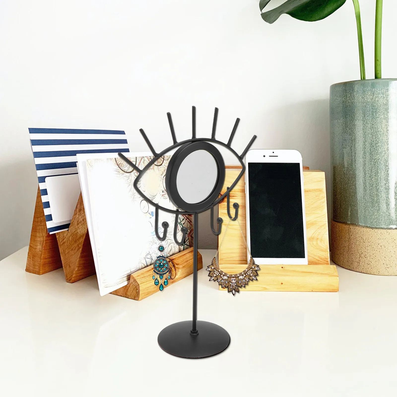 

1Pcs Heavy Duty Iron Jewelry Stand Earrings Organizer Necklace Holder Bracelet Display Rack Smooth Surface Living Room Bedroom