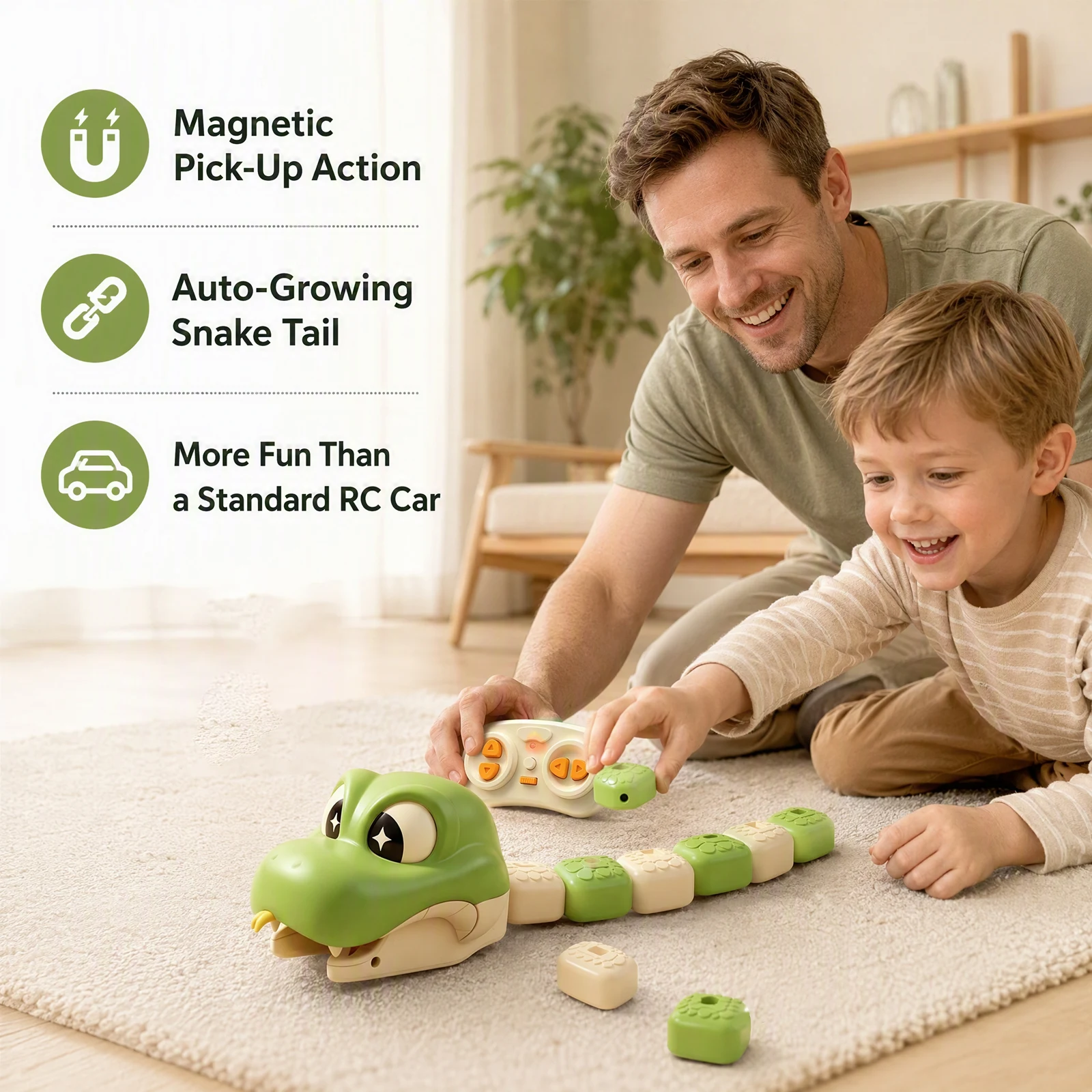 Magnetic RC Game Toy Snake LED Sound Effects Two Player Interactive Racing Family Board Game Night for Kids