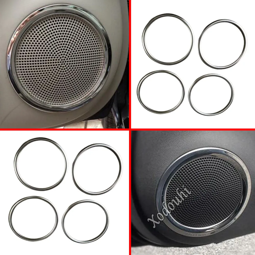 Car Door Styling Sticker ABS Chrome Audio Speak Sound Cover Ring Circle Lamp Trim Molding For Nissan NOTE 2017 2018 2019 2020