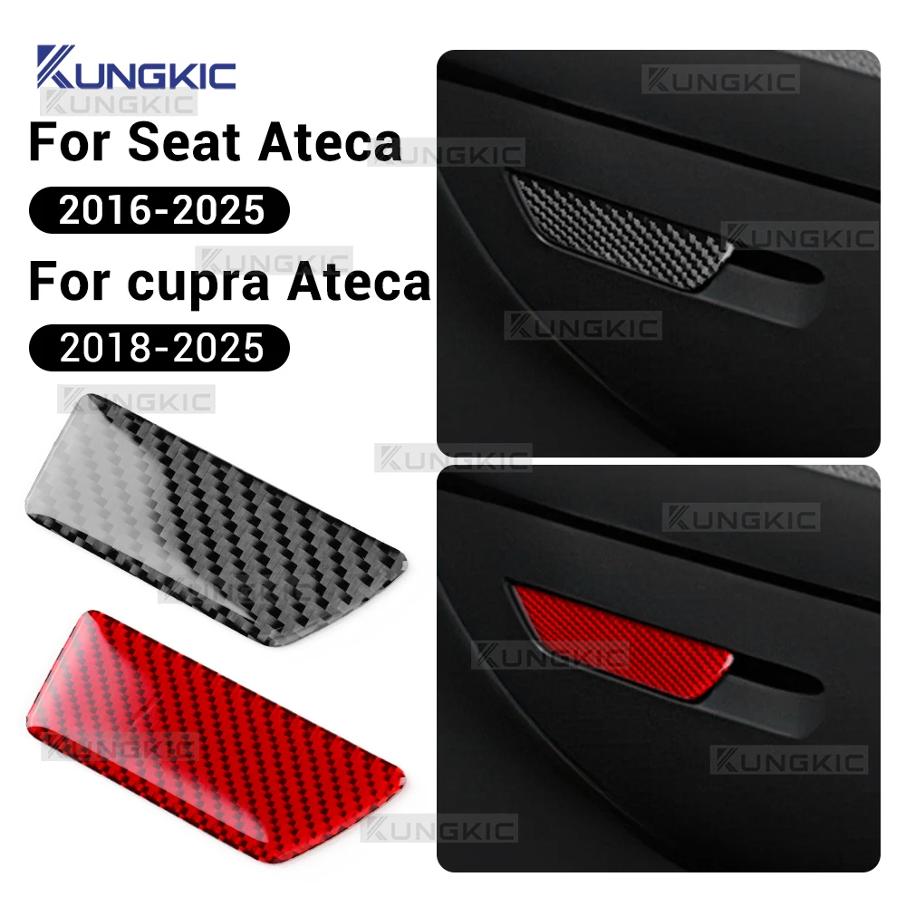 

Car Passenger Storage Box Trim Sticker Real Soft Carbon Fiber For SEAT Ateca 5F 2016-2025 For Cupra Ateca 5F 2018-2025 LHD RHD