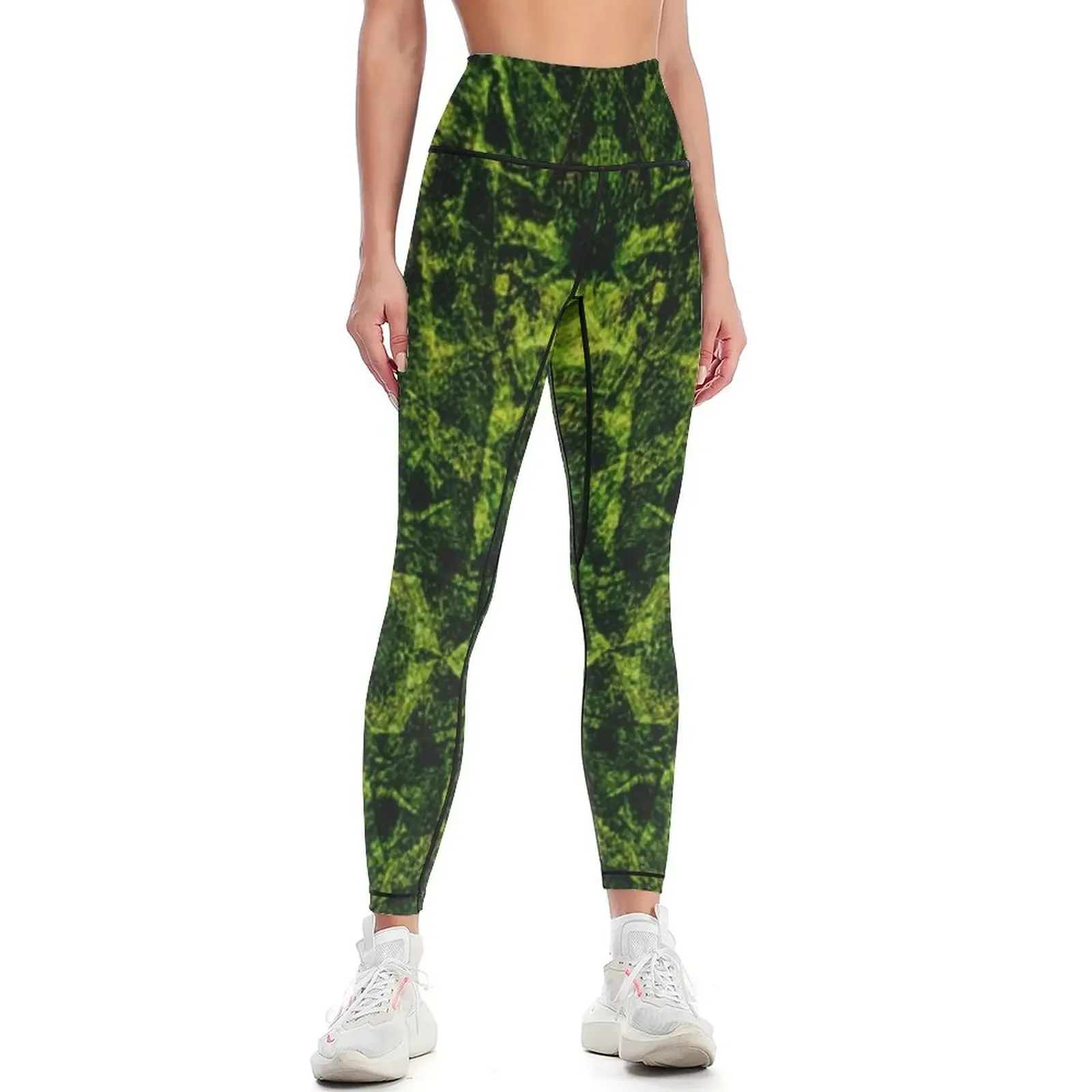 

Dark Green Lily Pad Leggings active wear high waist Fitness clothing sporty woman gym Womens Leggings