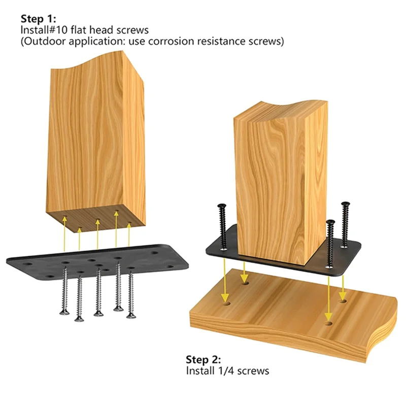 ABGR-2 PCS 헤비 듀티 파티오 컬럼 베이스 플레이트 울타리 컬럼 베이스 블랙 메탈 앵커 플레이트 파티오 컬럼 베이스 커넥터