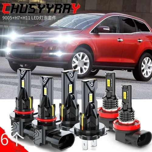 

6PCS Super Bright Combo 9005 H7 H11 LED Headlight High Low Beam Bulbs 10000K White Kit