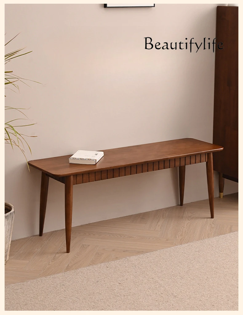 Nordic solid wood bench simple modern restaurant eating stool home bench bedroom bedside stool