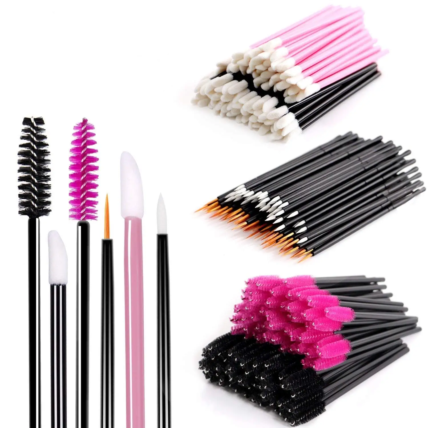 300 pçs maquiagem escovas kit de ferramentas rímel descartável varinhas cílios batom gloss aplicadores labial eyeliner escovas