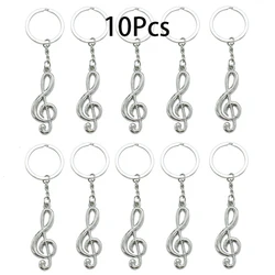 10Pcs Musical Note Key Chain Metal Keychain Small Music Pendant Sign Christmas Tree Decor for Students Handbag