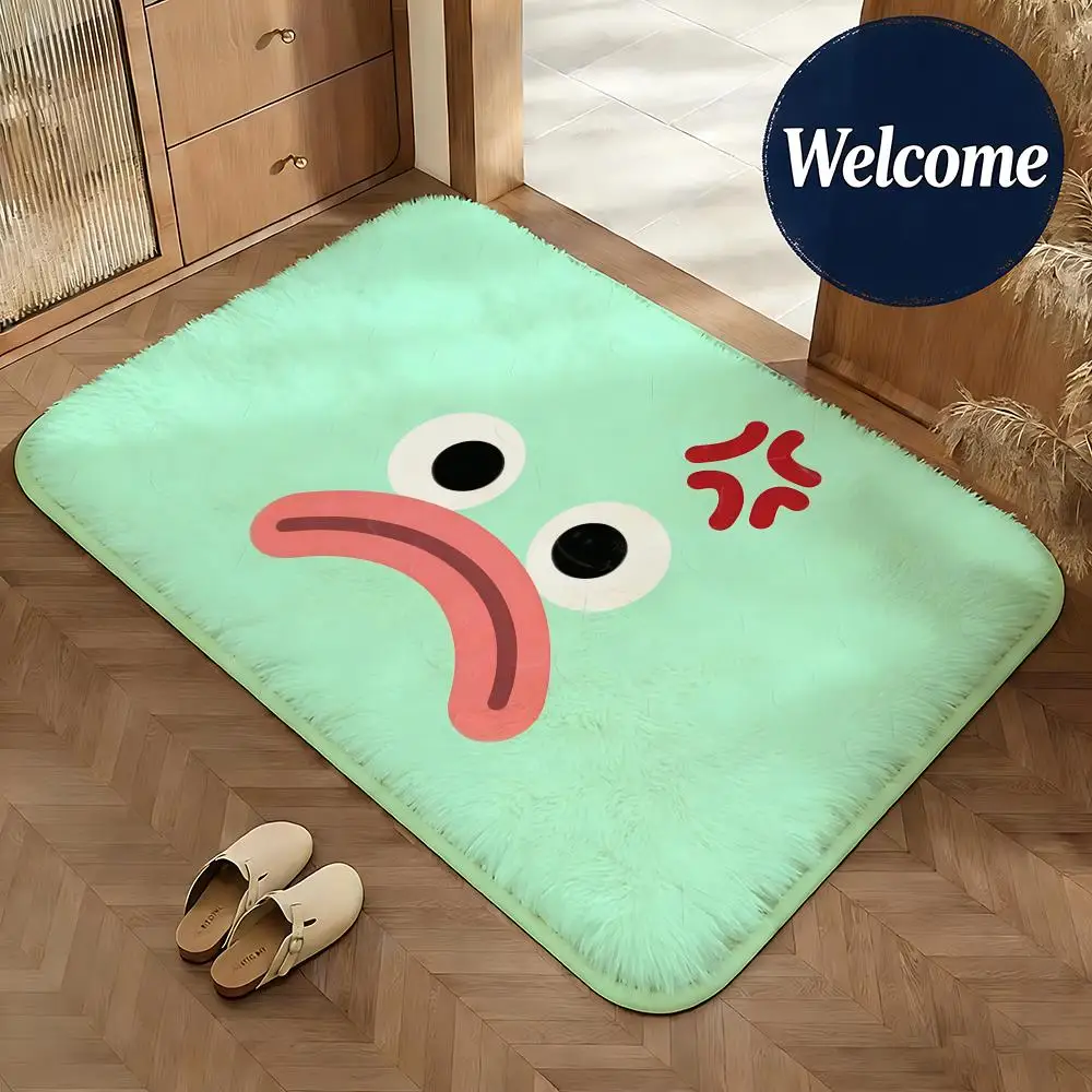 Soft Flannel Floor Mat Art Cute facial expressions Floor Mat Non-Slip Absorbent Doormat Bathroom Bedroom Home Decor Rug