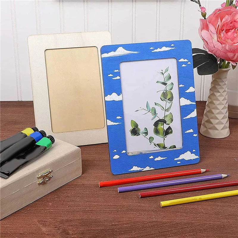 

MCGS-20PCS DIY деревянные фоторамки незавершенные фоторамки из цельного дерева, для поделок из дерева, рисования своими руками, художественных проектов