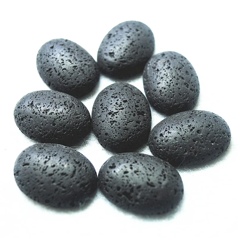 10PCS Nature Black Lava Stone Cabochons Oval Shape 15X20MM 18X25MM 20X20MM 25X30MM Loose Beads Accessories Wholesale Price