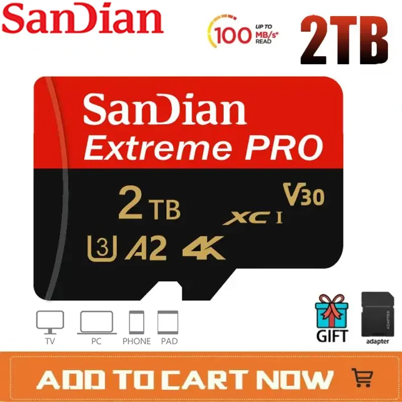 Cartão de Memória de Alta Velocidade para Drone, Flash Card, Original, Micro TF, Cartão SD, Classe 10, A3, 4K, 2TB, 1TB, Mais Novo