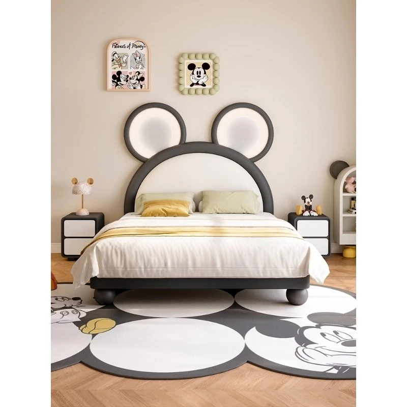 Children's  boy cartoon creative Mickey Mouse small apartment leather children's bed new children's  girl princess