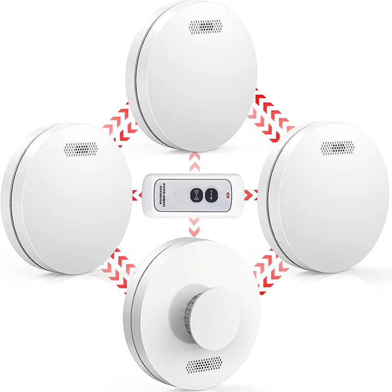 

CPVAN Interlinked Smoke Detector 10 Years Battery Heat Alarm With Remote Control 433MHZ Wireless Interconnect Fire Fumar Sensor