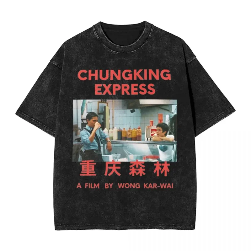 Washed T shirts Chungking Express Wong Kar Wai hip hop T-shirt oversize streetwear short sleeve summer tops tees men women