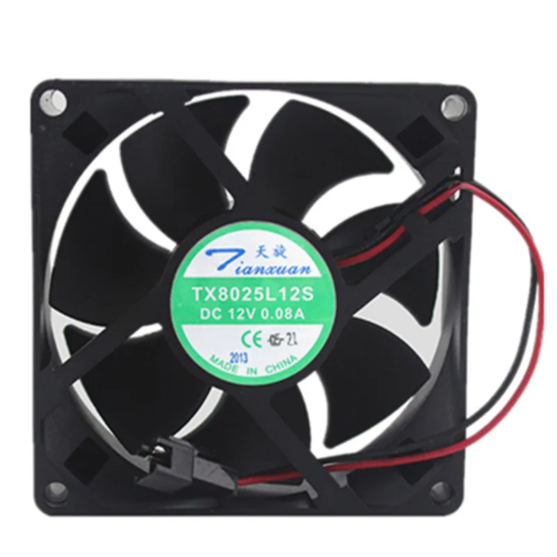 For Tianxuan TX8025L12S DC 12V 0.08A 0.96W 2800RPM 8cm 8025 80x80x25mm Silent Cooling Fan