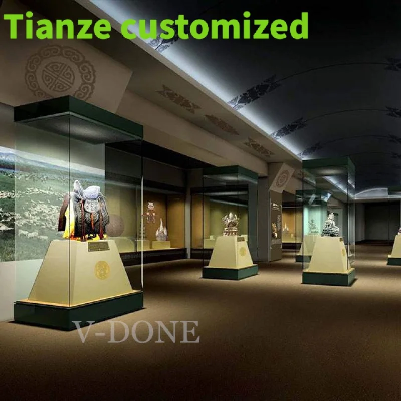 Customized-High End Fashion Museum Glass Exhibits Display Showcase Science Museum Exhibits Cabinet