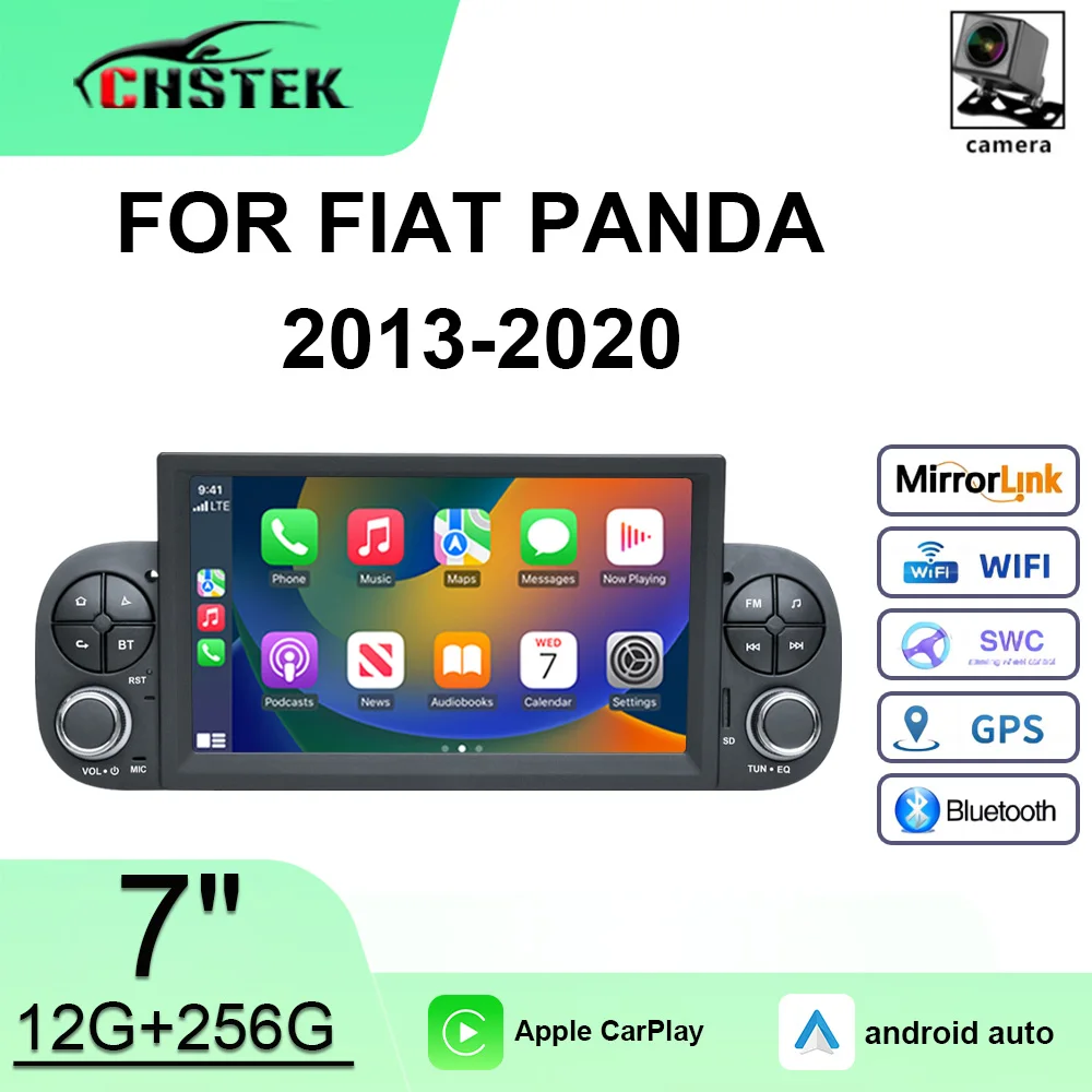 CHSTEK Wireless Carplay Android Auto Car Radio For Fiat PANDA 2013 2014 2015-2020 Navigation WIFI Bluetooth 4G Multimedia GPS