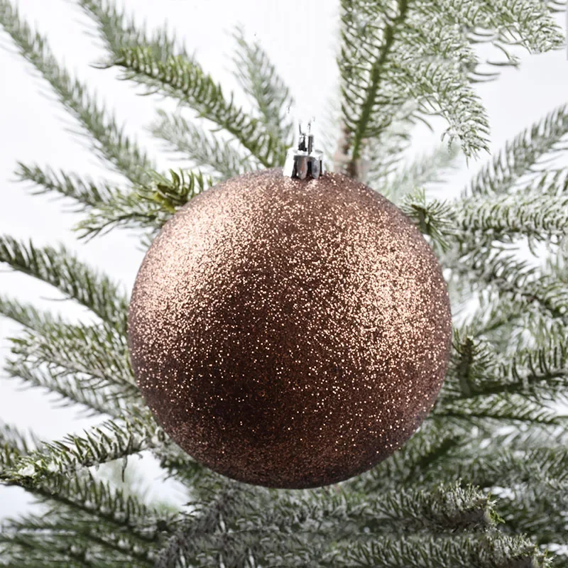 Christmas decorations 10CM brown glitter Christmas ball pendant Christmas window decoration ball 6pcs