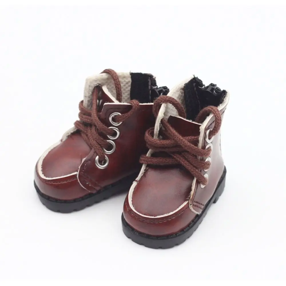 Leather Material Doll Shoes High Quality Fashion Brown/Black Casual Wear Shoes College Style Fashion Boots 20cm Cotton Doll